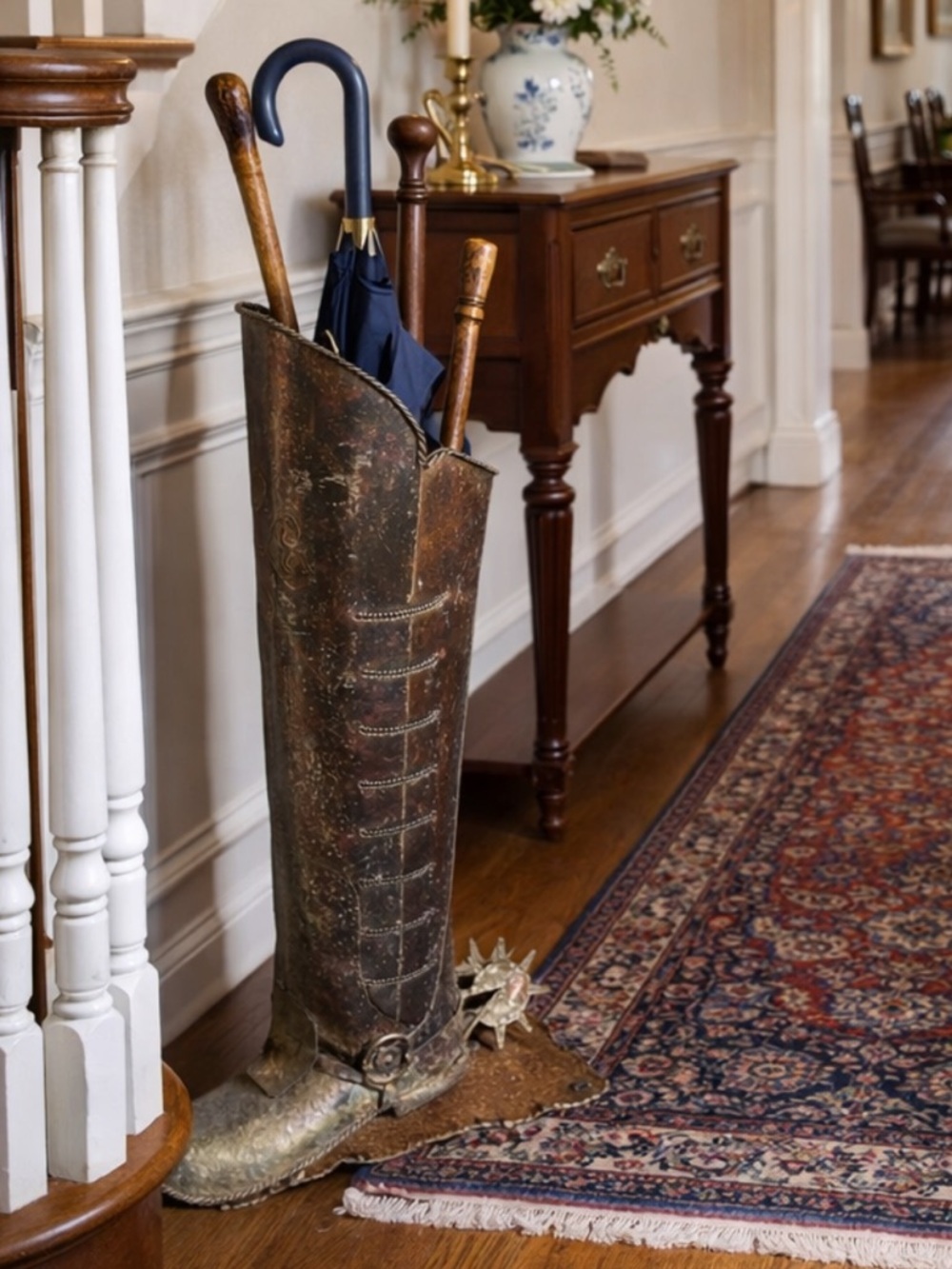 Vintage Large METAL COWBOY BOOT Umbrella Cane Stand